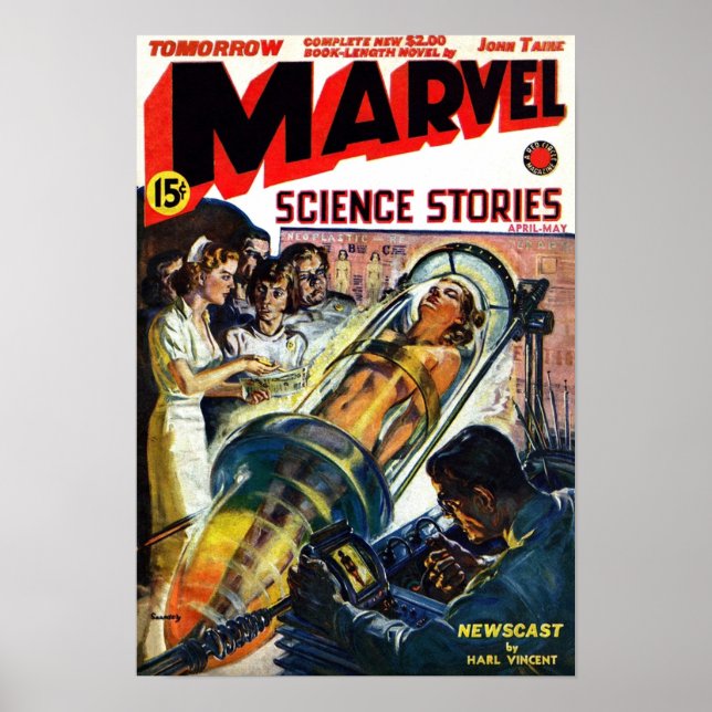Norman Saunders Titelseite von Marvel Science Stor Poster (Vorne)