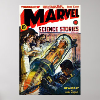 Norman Saunders Titelseite von Marvel Science Stor Poster