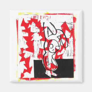 Norman the Bunny Square Magnet (rot)