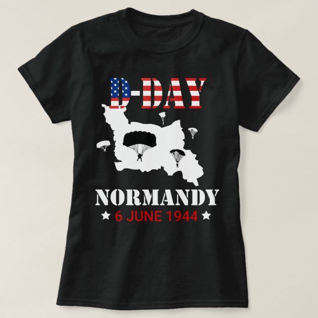 Normandie D-Day Paratrooper Normandie 1944 Geschen T-Shirt (Design vorne)