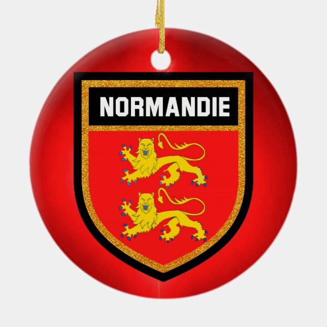 Normandie-Flagge Keramik Ornament (Hinten)