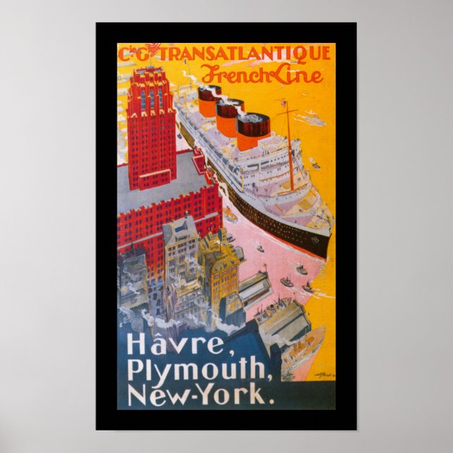 Normandie im Hafen von New York Poster (Vorne)
