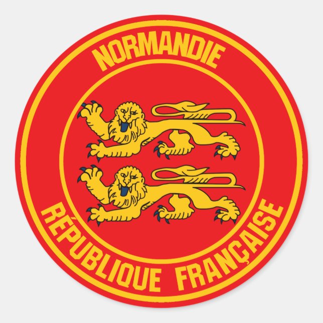 Normandie Round Emblem Runder Aufkleber (Vorderseite)