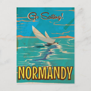 Normandie Vintage-Segelschifffahrt-Poster-Kunst. Postkarte