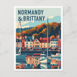 Normandy and Brittany France Art Vintage Travel Postkarte