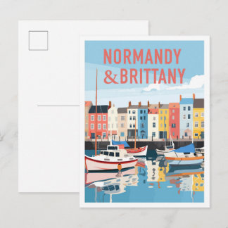 Normandy and Brittany France Art Vintage Travel Postkarte