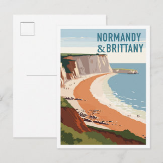 Normandy and Brittany France vintage Travel Postkarte