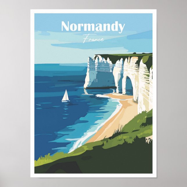 Normandy France Artwork Travel Place Illustration Poster (Vorne)