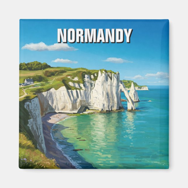 Normandy France Étretat Cliffs Magnet (Vorne)