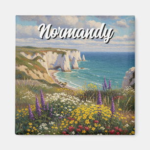 Normandy France Étretat Cliffs Wildblumen Magnet