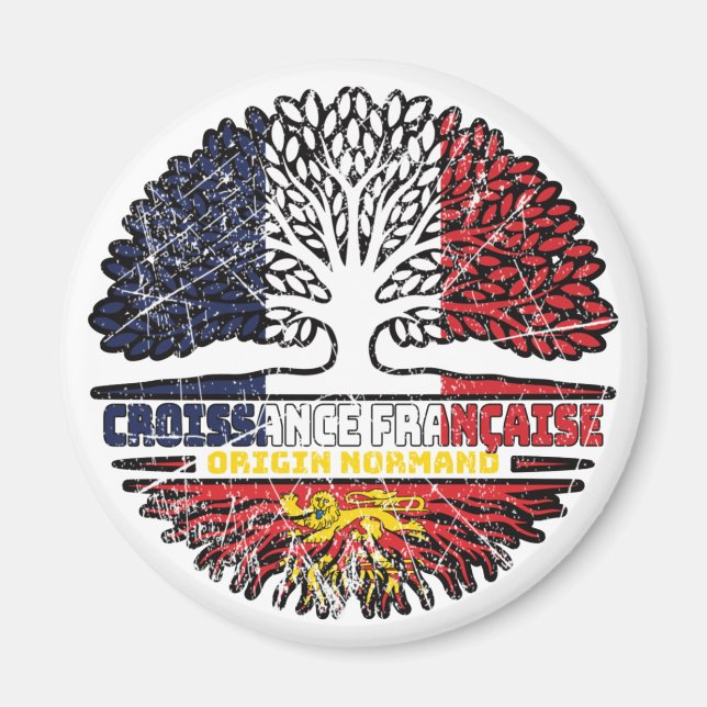 Normandy Norman Flag France Tree Roots Magnet (Vorne)