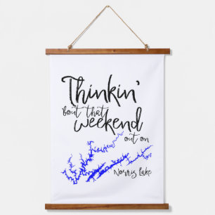 Norris Lake Tennessee Blue Weekend Uferkarte Wandteppich Mit Holzrahmen