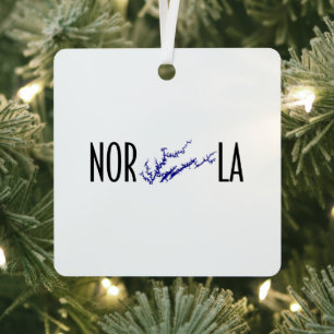 Norris Lake Tennessee Schwarzes Blaues Quadratisch Ornament Aus Metall