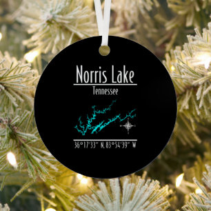 Norris Lake Tennessee Uferkarte Metallkreis Ornament Aus Metall