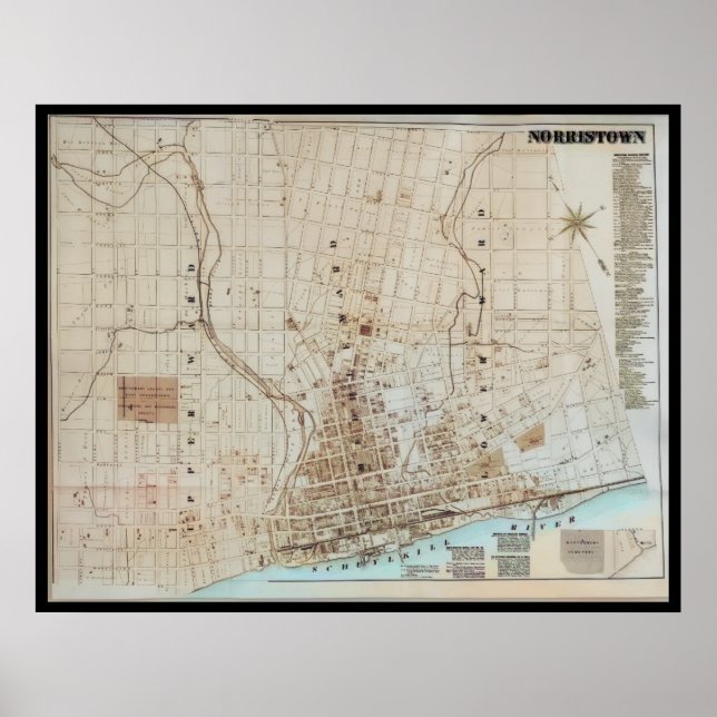 Norristown Map PA Pennsylvania 1871 Poster (Vorne)