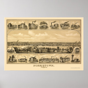 Norristown, PA Panorama Karte - 1881 Poster