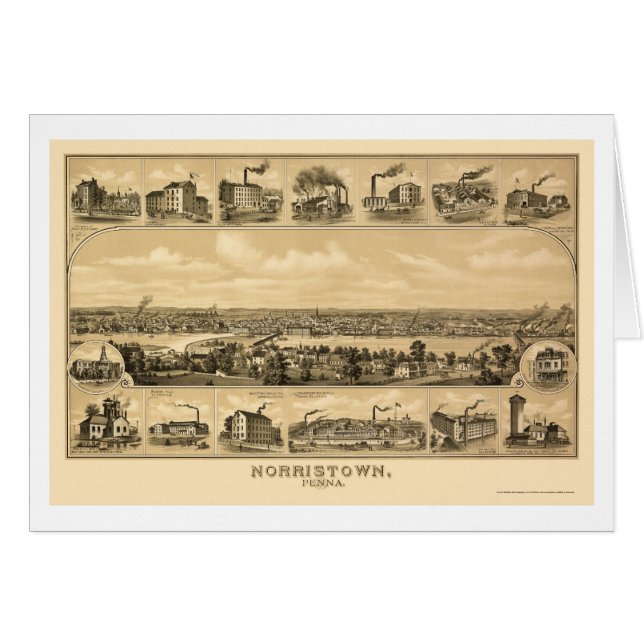 Norristown, panoramische Karte PAs - 1881 (Vorderseite (Horizontal))