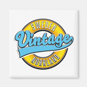 Norrland Schweden Vintage-Style-Logo Magnet