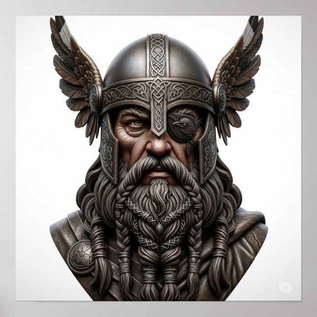 Norse God Odin Portrait Poster (Vorne)