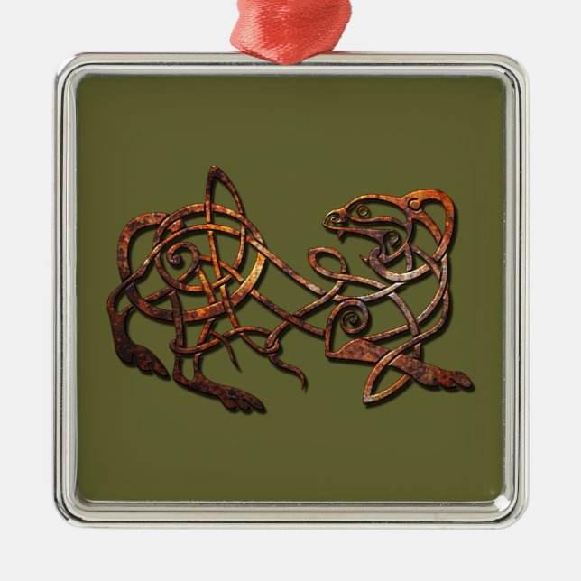 Norse Lion Silbernes Ornament (Vorne)
