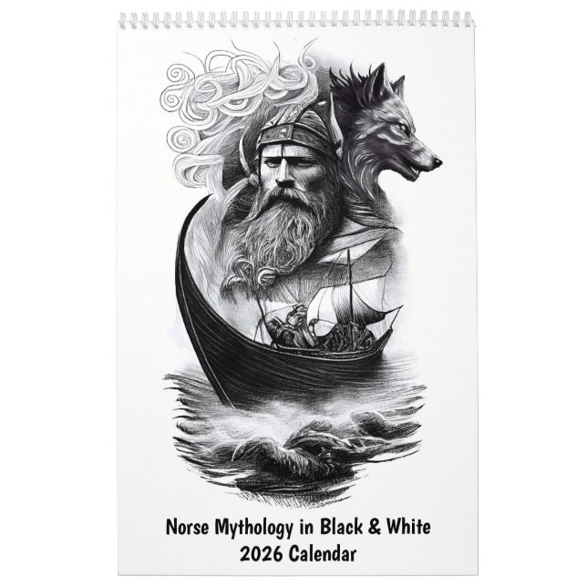 Norse Mythology in Black & White – 2026 Kalender (Titelbild)