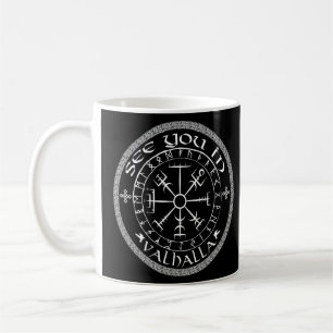 Norse Mythology see you in Valhalla Vegvisir Vikin Kaffeetasse