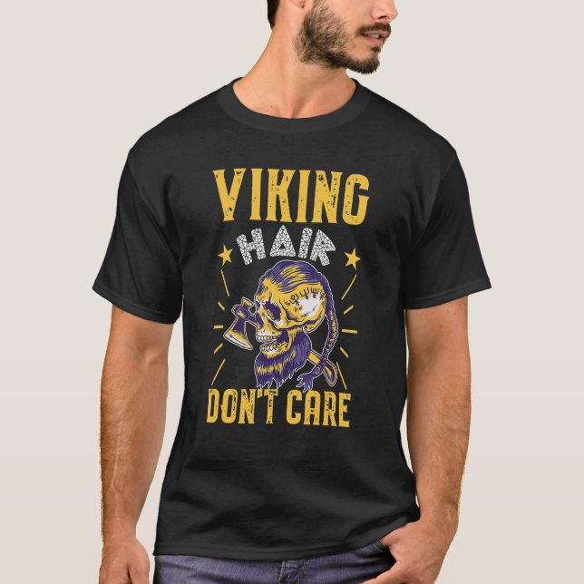 Norse Mythology Viking Hair kümmert sich nicht T-Shirt (Vorderseite)