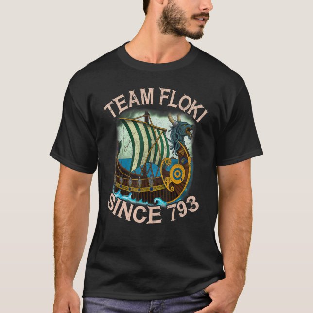 Norse Mythology Viking Ship Team Floki Seit 793 V T-Shirt (Vorderseite)