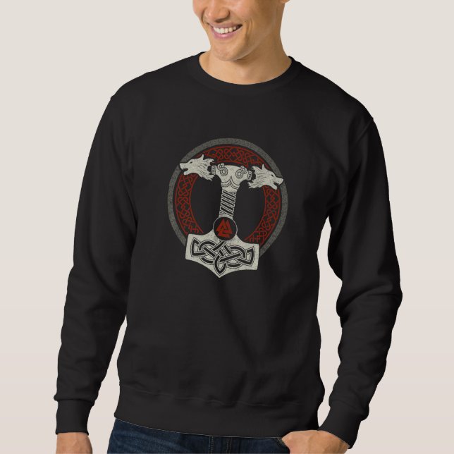 Norse Mythology Wolf Thor Valknut Celtic Symbol Vi Sweatshirt (Vorderseite)