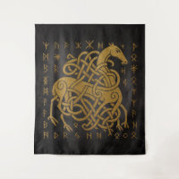 Norse Rune Circle - Golden Viking Horn D