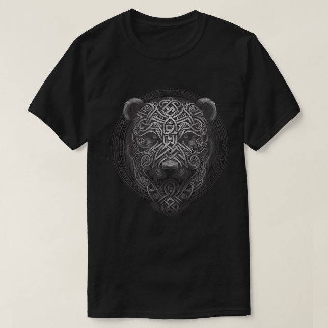 Norse Style Bear Tattoo Viking Ursa Wildlife Anima T-Shirt (Design vorne)