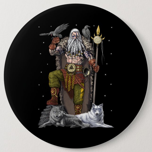 Norse Viking God Odin Button (Vorderseite)
