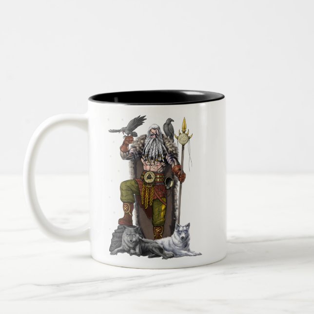 Norse Viking God Odin Zweifarbige Tasse (Links)