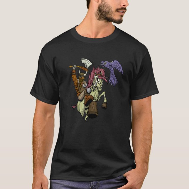 Norse Viking Mythology Skeleton Warrior Rider Hors T-Shirt (Vorderseite)