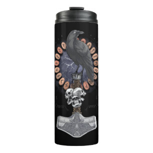 Norse Viking Raven Hammer Thermosbecher
