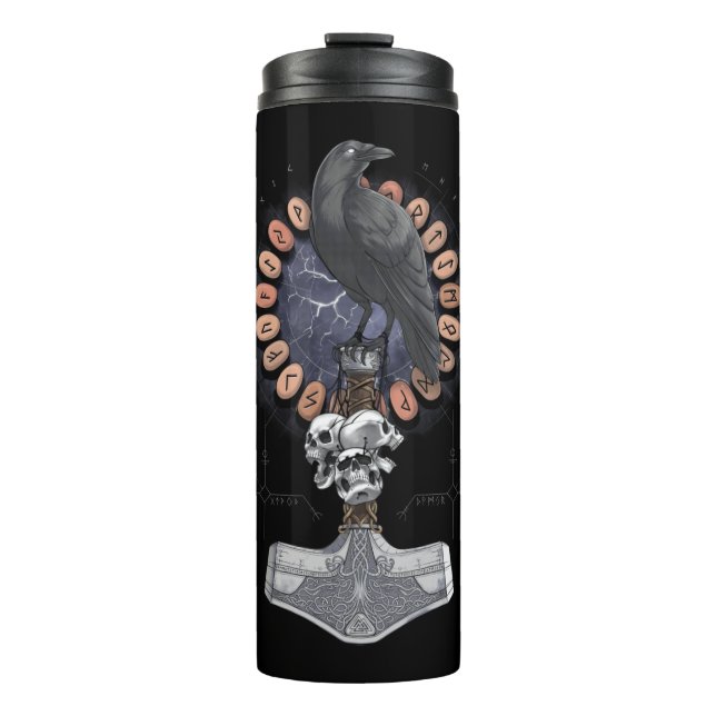 Norse Viking Raven Hammer Thermosbecher (Vorderseite)