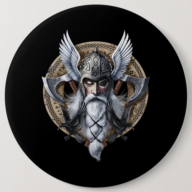 Norse Warrior God Odin Button (Vorderseite)