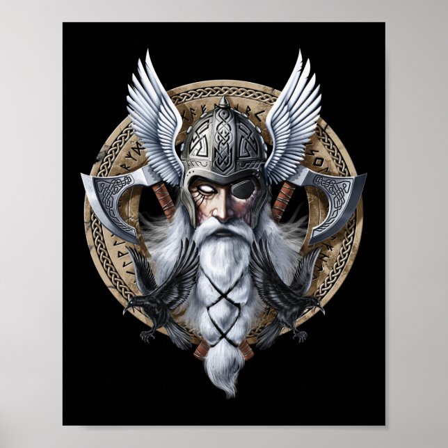 Norse Warrior God Odin Poster (Vorne)