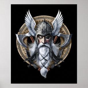 Norse Warrior God Odin Poster