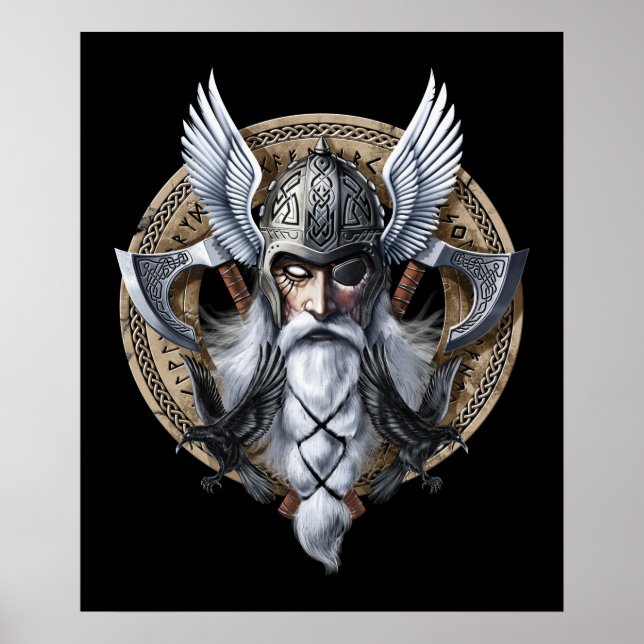 Norse Warrior God Odin Poster (Vorne)
