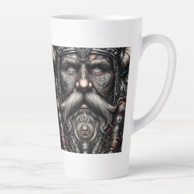 Norse Wikinger Krieger Latte Tasse 12 oz & 17 oz (Rechts)