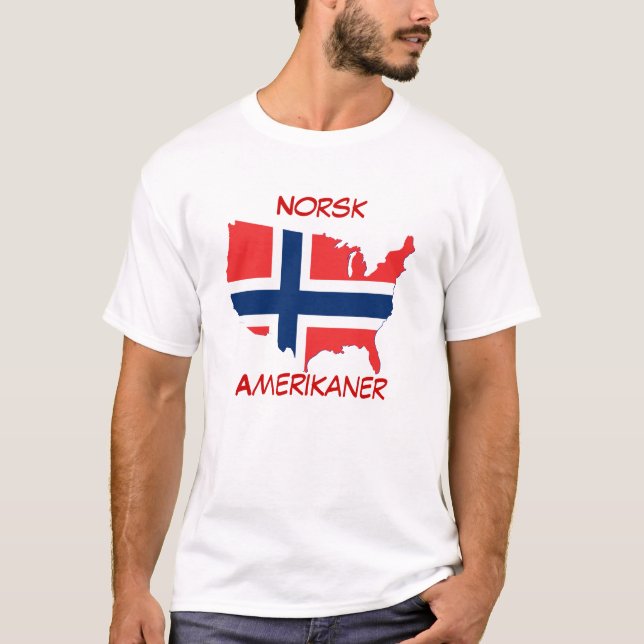 Norsk Amerikaner (norwegischer Amerikaner) T-Shirt (Vorderseite)
