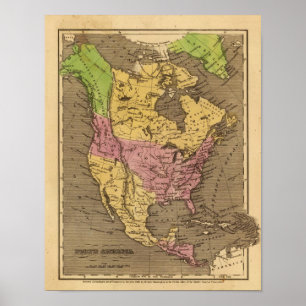 North America Hand Colored Atlas Map Poster