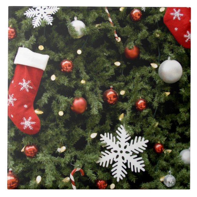North America. Weihnachtsdekorationen auf Baum. 2 Fliese (Vorderseite)