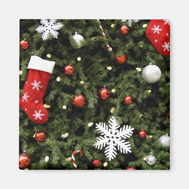 North America. Weihnachtsdekorationen auf Baum. 2 Magnet (Vorne)