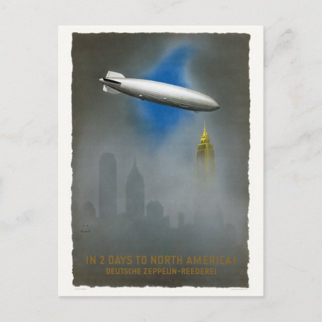 North America Zeppelin Vintage Poster 1937 Postkarte (Vorderseite)