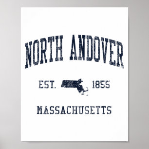North Andover Ma Jn1 Vintage Athletic Blau Design Poster