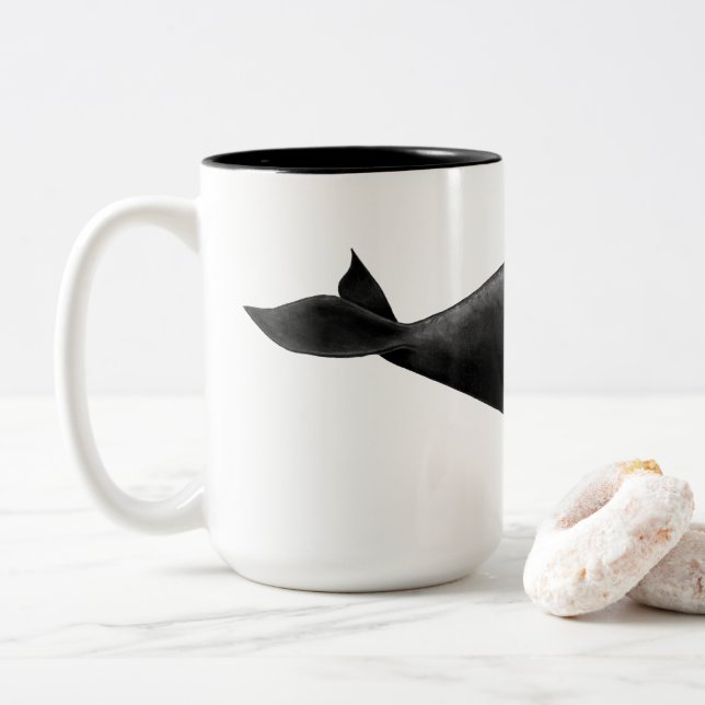 "North Atlantic Right Whale" Art Zweifarbige Tasse (Mit Donut)