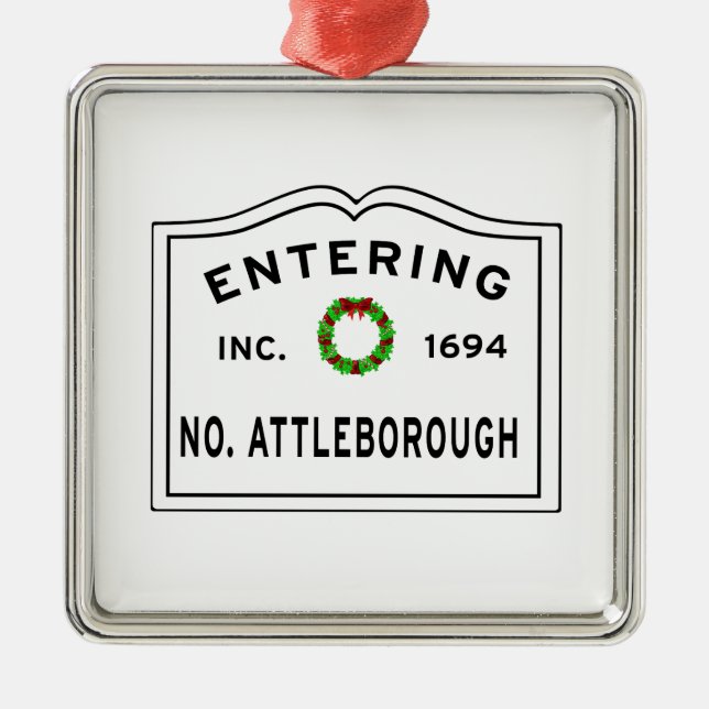 North Attleborough, MA Holiday Wreath Keramik Orna Ornament Aus Metall (Vorne)