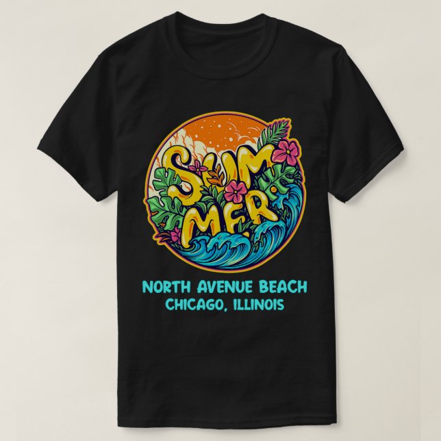 North Avenue Beach Chicago Illinois Summer Vacatio T-Shirt (Design vorne)